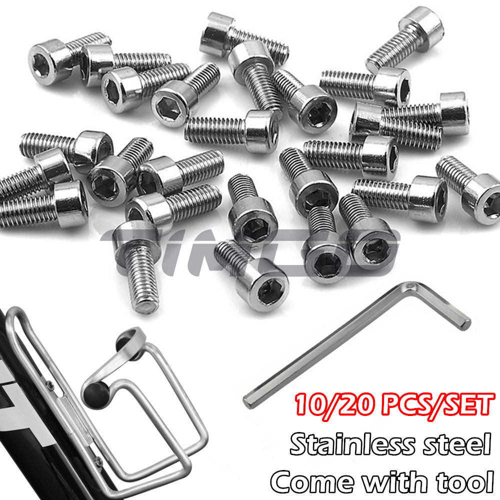 10-20pcs M5 สแตนเลส MTB แผนที่พับจักรยานจักรยานขวดน้ํากรง Rack Bolts ผู้ถือ Bolt สกรู Hex Key