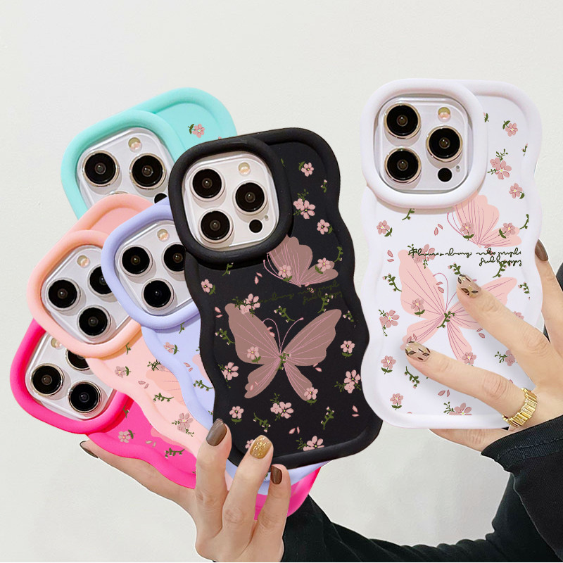 Macaron หยักผีเสื้อดอกไม้เคสโทรศัพท์สําหรับ VIVO 1807 1811 1814 1815 1816 1817 1820 1929 V18CT CA 1902 1901 1904 1940 1906 V1901A V2203 V2236A V2236A V2236A V2236A V2236A V2236A V2236A V2