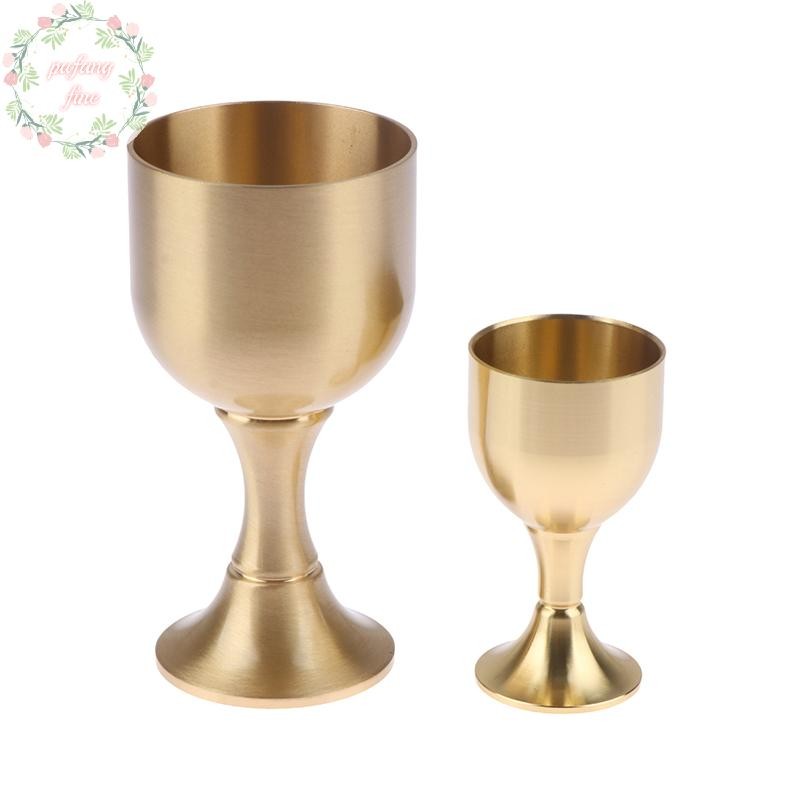 Pufine ทองเหลือง Chalice ถ้วยค็อกเทลแก้วไวน์ Goblet ทองเหลืองเครื่องดื่ม Tumbler ทองเหลือง Goblet โลหะเหล้า Tumbler สําหรับ Party เครื่องใช้ในบ้าน TH