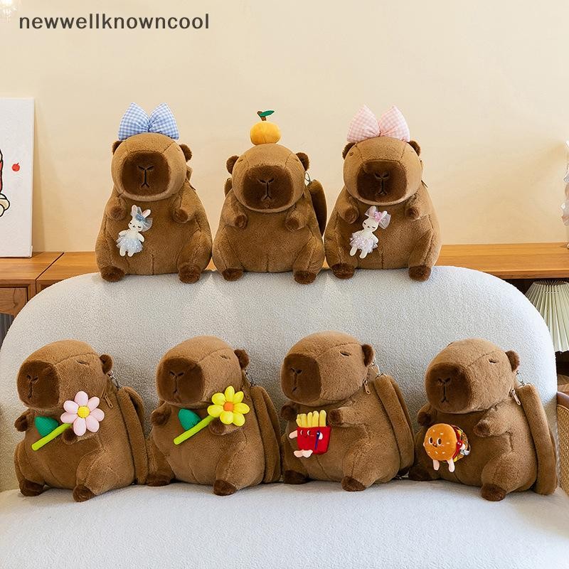 Newwellknowncool 35 ซม.Capybara กระเป๋าเป้สะพายหลัง Plush Kawaii แฟชั่น Plushie ตุ๊กตากระเป๋าเด็กกระเป๋าสะพาย Mini Knapsack กระเป๋าของขวัญสําหรับเพื่อน AAD
