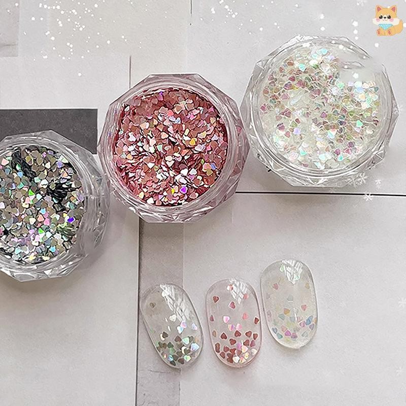 [VI] 1 มม.มินิประกายรักเล็บGlitterประกายหัวใจตกแต่งเล็บออกแบบร้านทําเล็บอุปกรณ์เสริมน่ารักDIYออกแบบเล็บTH