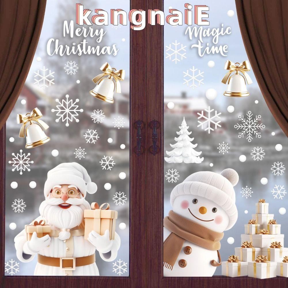 Kangnai สติกเกอร์หน้าต่างคริสต์มาส, สติกเกอร์แบบคงที่หน้าต่าง PVC DIY, สติ๊กเกอร์ติดผนังความคิดสร้างสรรค์สําหรับตกแต่งปาร์ตี้แบบถอดได้คริสต์มาส