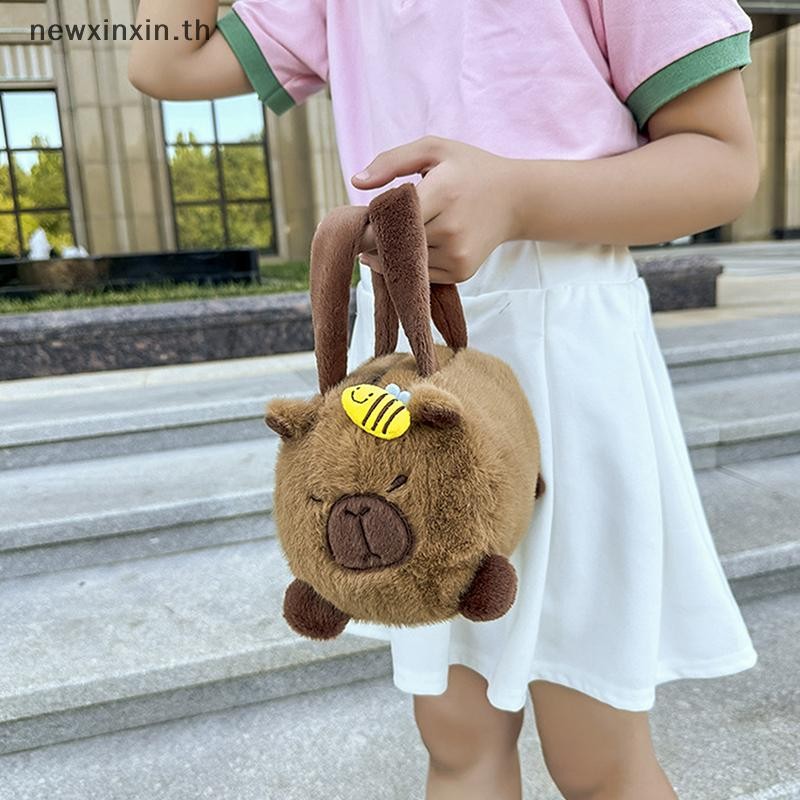 ^N^ ตุ๊กตาน่ารัก Capibala Capybara ความจุขนาดใหญ่การ์ตูนไหล่ Messenger กระเป๋าแบบพกพา Commug กระเป๋าถือ {T}