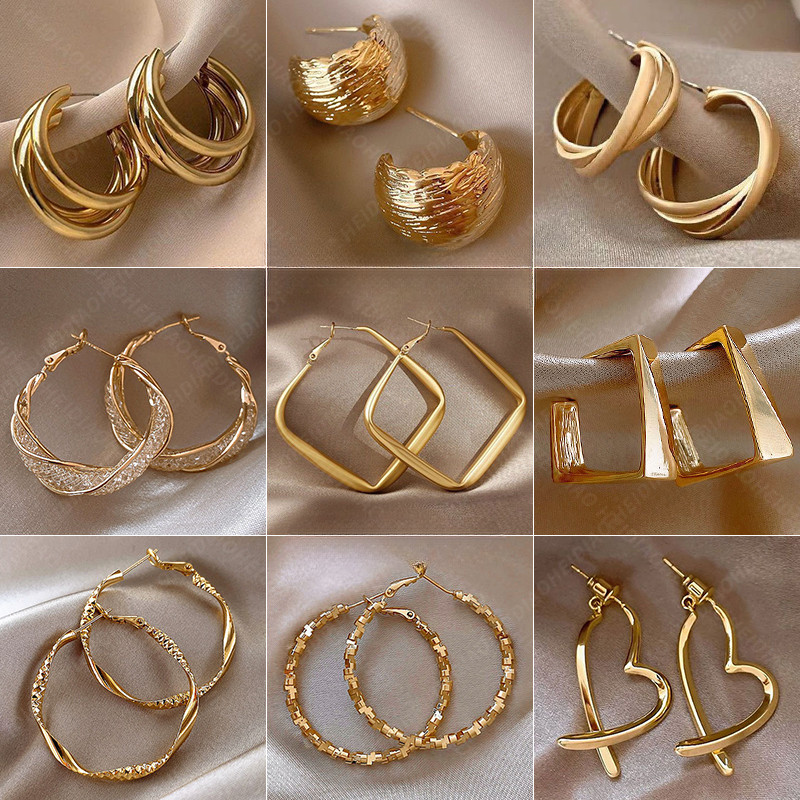 ต่างหูสไตล์เย็นวงกลมต่างหูฤดูใบไม้ร่วงฤดูหนาว