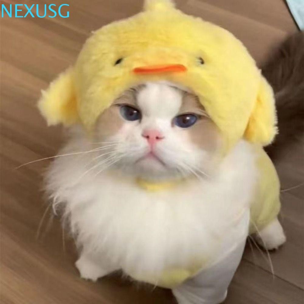 Nexusg หมวกสัตว์เลี้ยงฤดูหนาว, ฝาครอบหัวสัตว์เลี้ยงไก่การ์ตูนอบอุ่น, หมวกข้ามสัตว์เลี้ยงหมู/เป็ดรูปร่างหมวกคอสเพลย์แมวนุ่มสําหรับคอสเพลย์ปาร์ตี้
