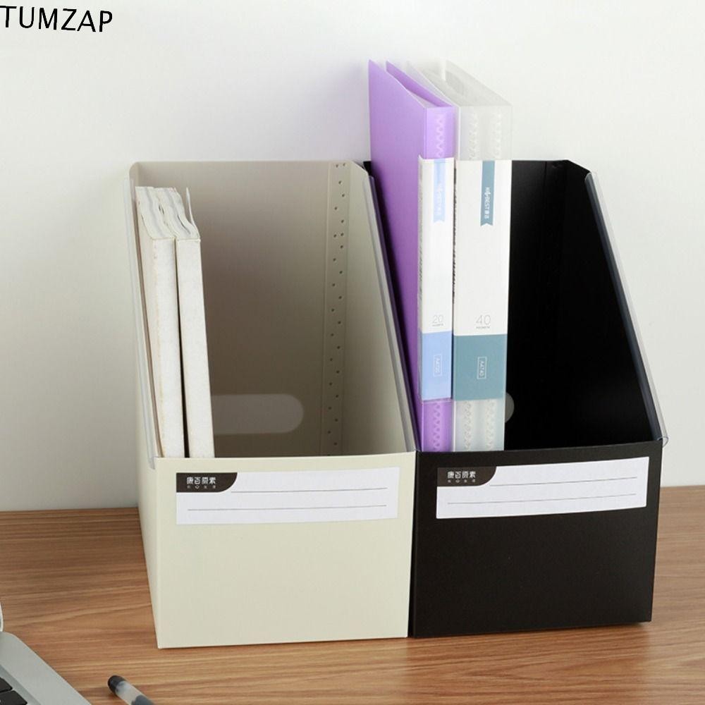 Tumzap กล่องเก็บหนังสือแบบพับได้, กล่องเก็บหนังสือตั้งโต๊ะความจุขนาดใหญ่พลาสติก, กล่องเก็บแฟ้มเอกสาร ก4 กันน้ํามัลติฟังก์ชั่น นักเรีย