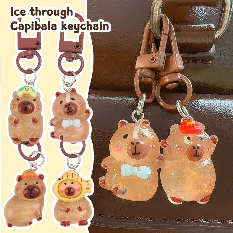 1/3 ชิ้นพวงกุญแจ Kapibala น่ารัก-น้ําแข็ง Penetrating Capybara จี้-การ์ตูนมินิสัตว์ตุ๊กตาเรซิ่นพวงกุญแจ-คู่แขวน Charms เครื่องประดับสําหรับกระเป๋าถือ,กระเป๋านักเรียน,กุญแจรถ