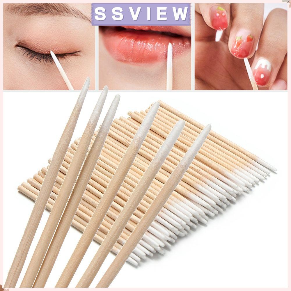 Stillsaview 100/300PCS สําลีแบบใช้แล้วทิ้งเครื่องมือเครื่องสําอางปลายขนาดเล็กพิเศษทําความสะอาดหูอายแชโดว์ Extension