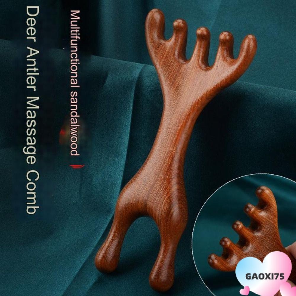 Gaoxi75 1 PC/2 ชิ้นไม้บําบัดนวดหวี,ไม้จันทน์ Double Headed Body Meridian หวีนวด,กว้างฟันกวาง Antlers ช่วยการไหลเวียนโลหิต Health Care