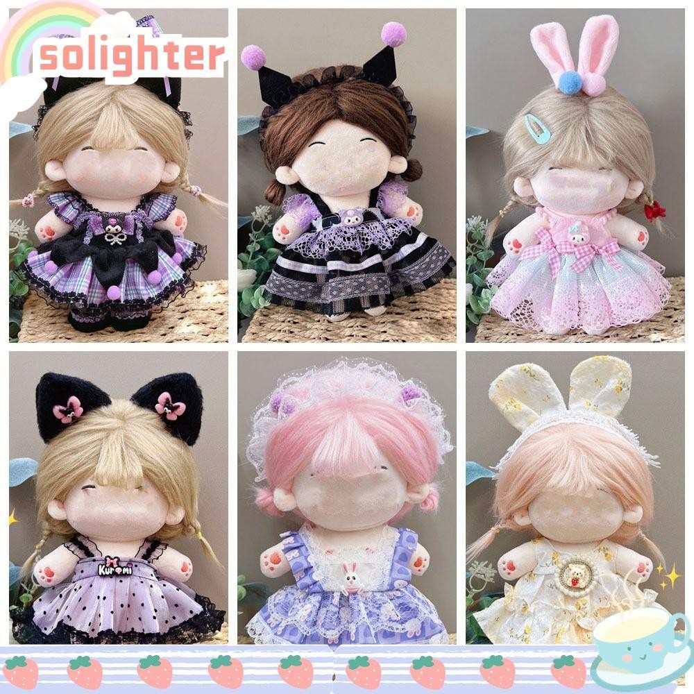 Solighter เสื้อผ้าตุ๊กตา, Lolita ชุดแม่บ้านหลากสี Miniature ชุด, ของเล่น 20 ซม.ชุดเปลี่ยน Photo Props ชุดแถบคาดศีรษะผ้าฝ้ายตุ๊กตา