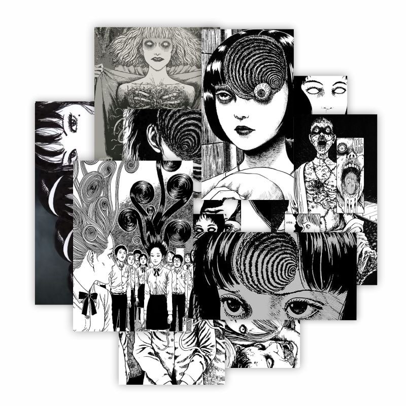 ✨พร้อมส่ง✨10ชิ้น 伊藤潤二 ลายการ์ตูนอนิเมะ 富江 Junji Ito Tomie Anrimiteddoสไตล์สยองขวัญ ติดสเก็ตบอร์ด