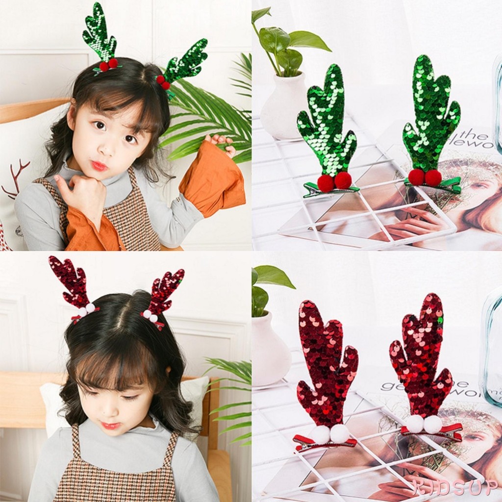 Kidsup1-กิ๊บติดผมคริสต์มาสเลื่อม Elk Antlers ต้นไม้ผม Barrettes ผู้หญิงและเด็กผู้หญิงอุปกรณ์เสริมผมสําหรับ Holiday Party