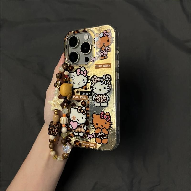 Huiwanju น่ารักเสือดาวพิมพ์ kt แมวโซ่สําหรับ iPhone16promax เคสโทรศัพท์มือถือ iP15Pro รวมทุกอย่าง 12 สองชั้น 14 ป้องกันการตก 13 สาว 11 ซอก - รูปที่ 4