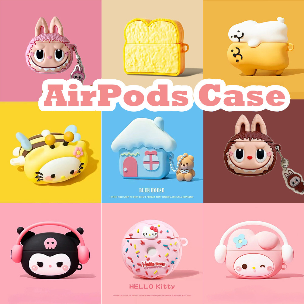การ์ตูนซิลิโคนหูฟังสําหรับ AirPods 1/2/3 Pro 2 AirPods 4 Sanrio หมี ป้องกันการตก หูฟังไร้สายบลูทูธชุดหูฟังกันกระแทกฝาครอบป้องกัน