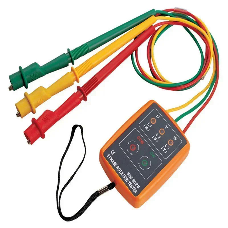 SM852B 3 Phase Rotation Tester Digital Phase Indicator Detector LED Buzzer Phase Sequence Meter Volt