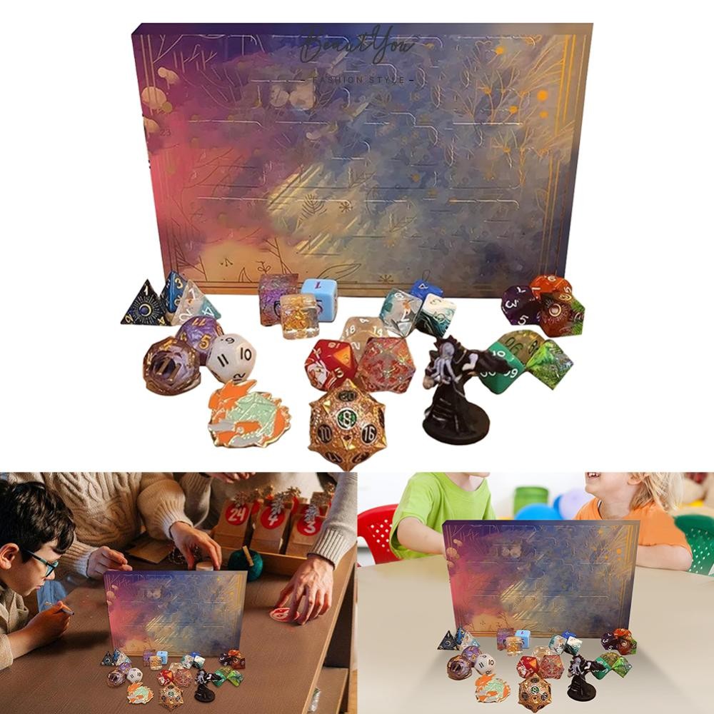 ปฏิทินลูกเต๋าจุติ 2023 24 วัน D&D Dice Set เหมาะสําหรับ Dungeons และ Dragons [BeautYou.th]