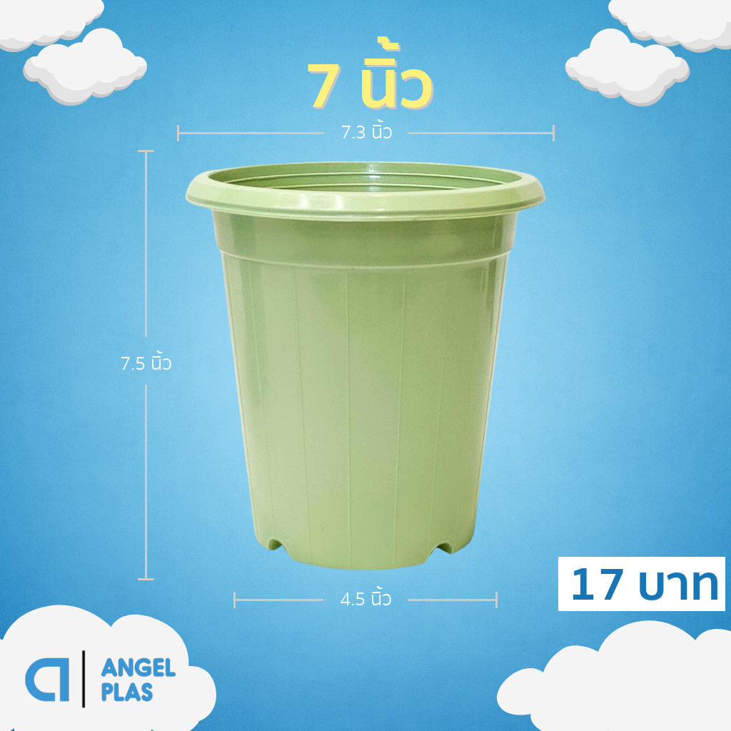 กระถาง แคคตัส ไม้กราฟ ทรงสูง 7 7.3 8 นิ้ว สีอิฐ เขียว เทา น้ำตาล โอ๊ค Bundle 20 ใบ ชิ้น อัน
