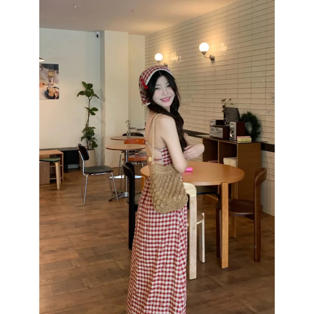 หวาน แฟชั่น ชุดแพลตตินัม เซ็กซี่ เชือกแขวนคอ หลวม แม็กซี่เดรส