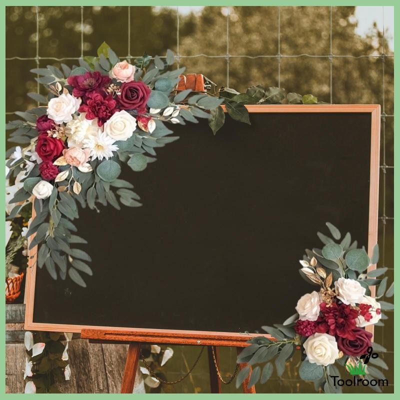 [ 2 ชิ้นประดิษฐ์ดอกไม้ Swag ตกแต่งการจัดดอกไม้ Swag Farmhouse ซุ้มจัดงานแต่งงานดอกไม้สําหรับปาร์ตี้ว