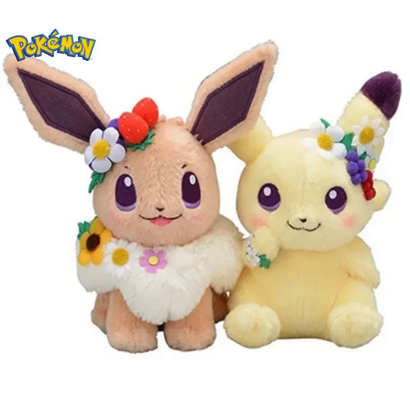 18cm Easter Spring Festival Pokemon Eevee Pikachu Plush Toys Kawaii Garland Decor Eevee Plush Doll P