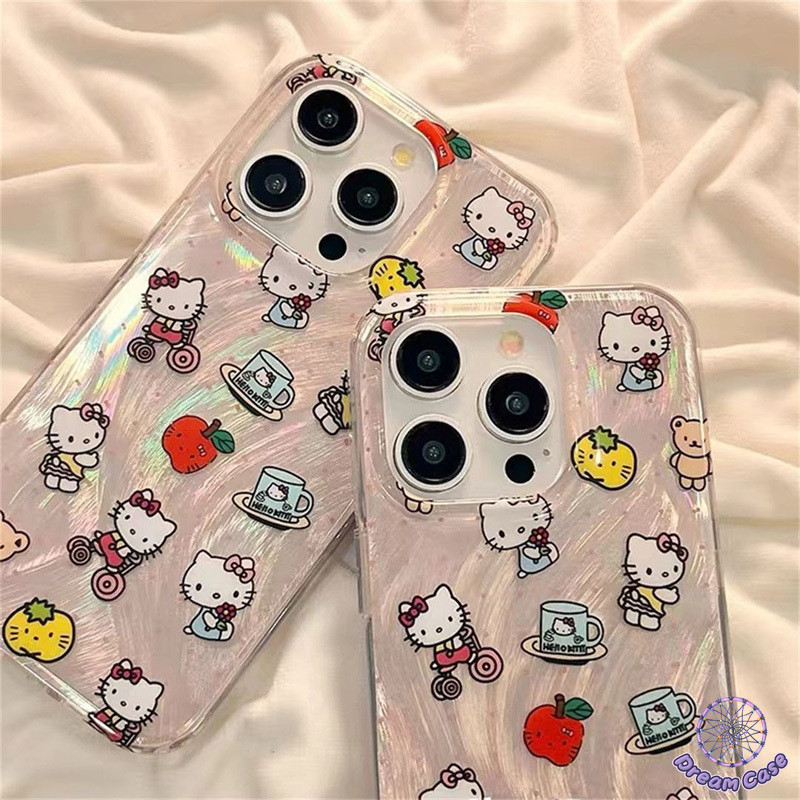เต็มหน้าจอการ์ตูนน่ารักแมวขนนกเส้นด้ายนุ่ม เคส IPhone 15 11 16 13 14 12 Pro Max 7Plus XR XS MAX X 16 7 8 14 15 Plus SE