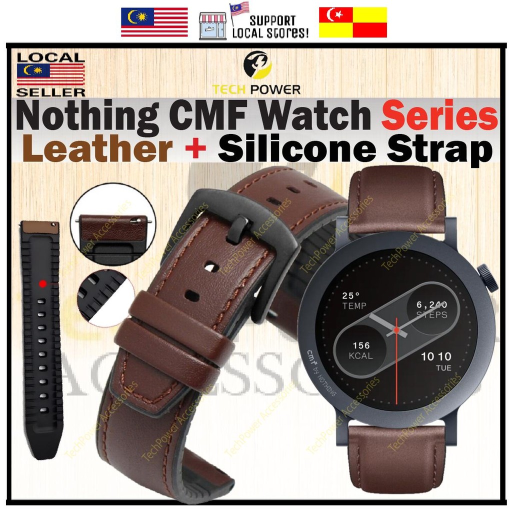 Nothing CMF Watch 3 Pro / Pro 2 / CMF Watch Pro Strap Leather + Silicone Strap, Tali Jam Nothing CMF