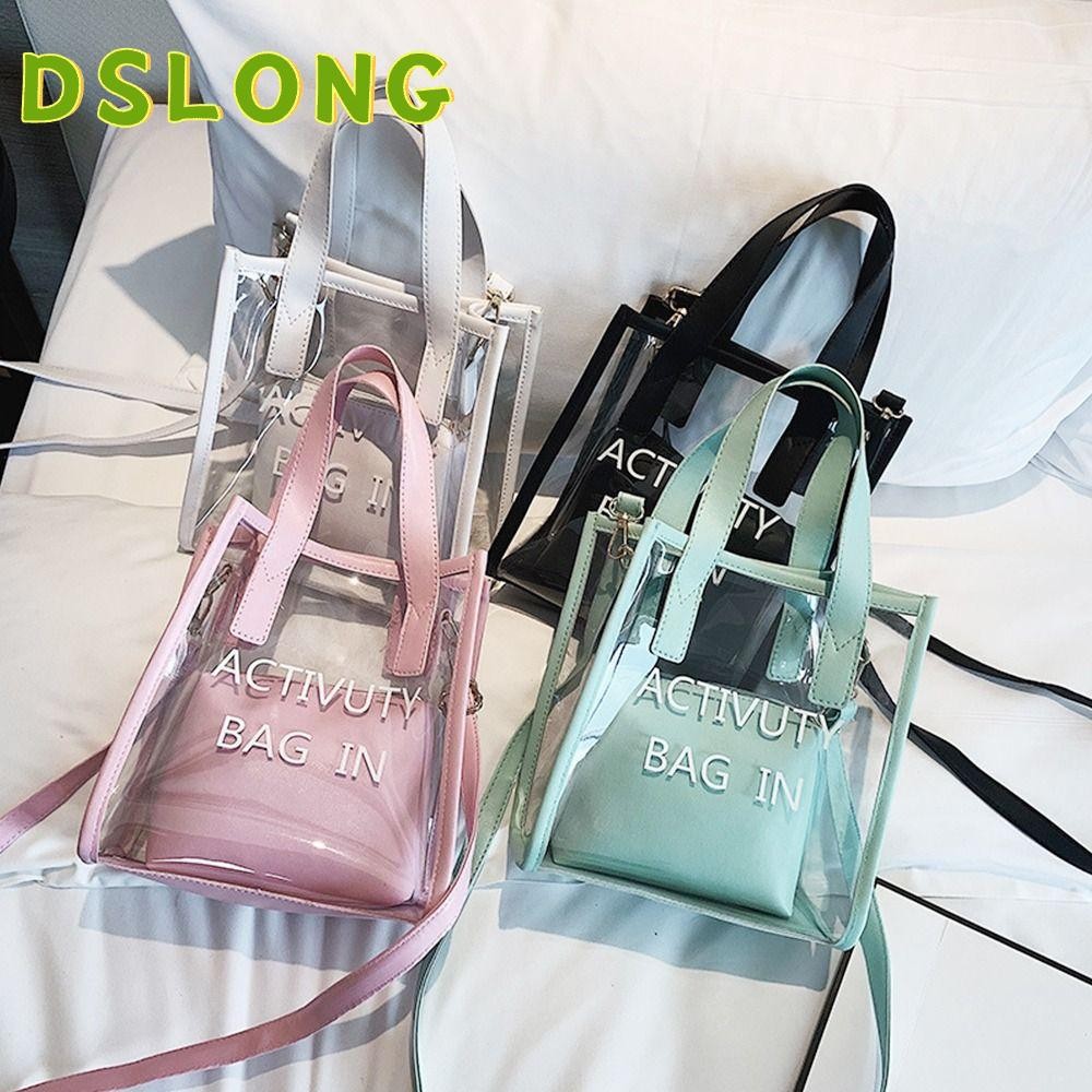 DSLONG กระเป๋าสะพายข้าง กระเป๋าถือใสแฟชั่น