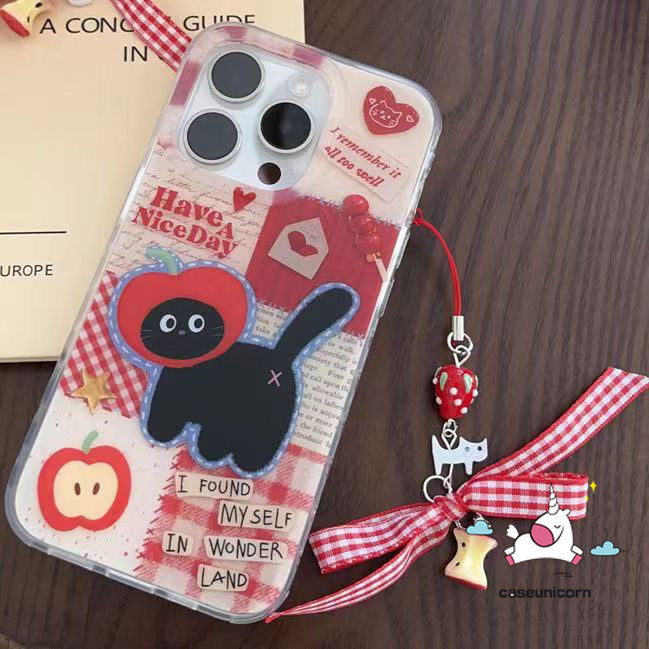 สําหรับredmi 14C 10C 12 9 12C 10 9T 13C 9C A1 9A 10A A2 หมายเหตุ 13 10 11s 12 14 11 9 10s 8 Pro Max Plus Poco C75 C61 M3 X5 X6 Pro Candyน่ารักการ์ตูนสร้อยข้อมือ เคสเชอร์รี่ผลไม้ลูกแมว