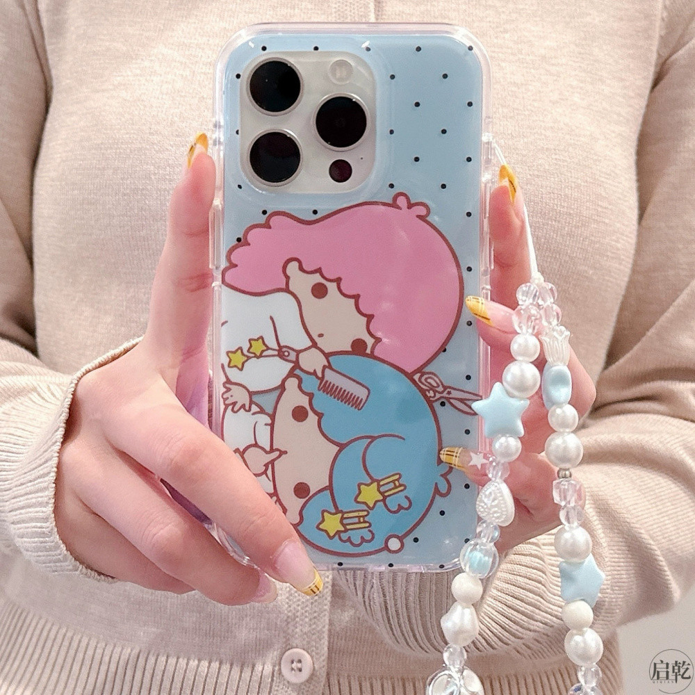 Ins อะนิเมะน่ารัก Sanrio Little Twin Stars เคสโทรศัพท์ Blue Star Love Heart ลูกปัดสําหรับ IPhone 16 Pro Max 16 Pro 16 15 14 Pro Max 13 รอบขอบกันกระแทก Hard IMD ฝาหลัง ราคา ถูกที่สุด ดีลบีเคเค แกลเลอรีภาพที่ 3