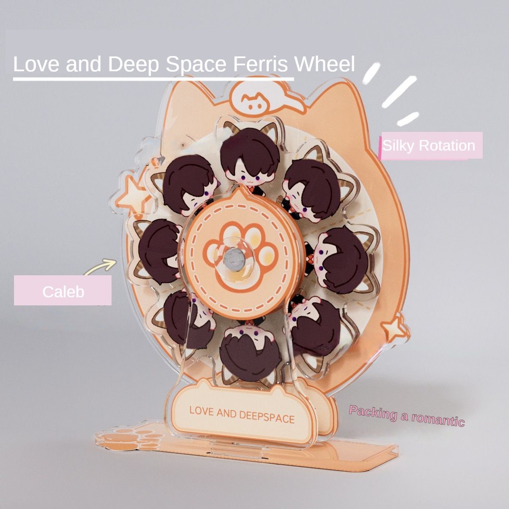 Love และ Deepspace Caleb Ferris ล้ออะคริลิคหมุนขาตั้ง 3D เดสก์ท็อปตกแต่ง Sylus Zayne Rafayel Xavier คอลเลกชันน่ารักครบชุดของขวัญวันเกิด N073