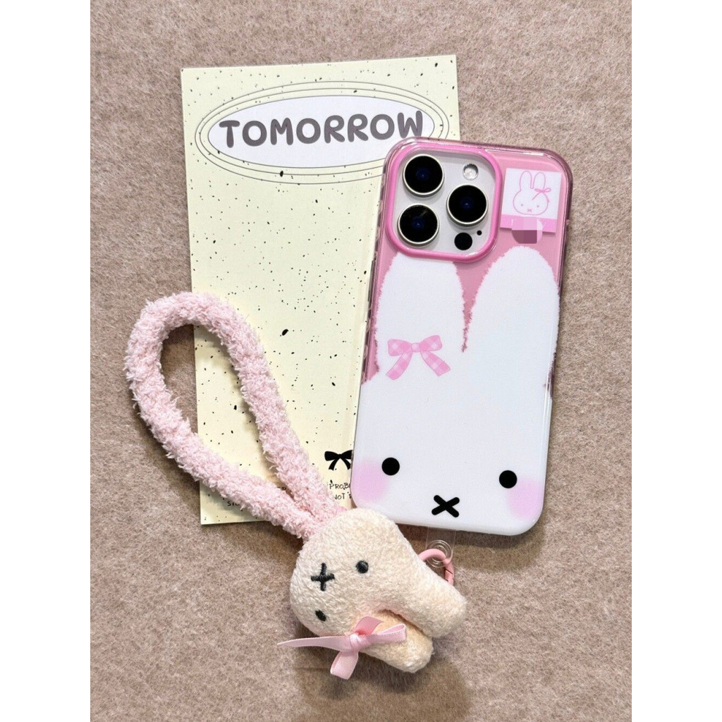 เคสโทรศัพท์สำหรับ iPhone 7 8 X XS XR XSMAX 11 12 13 14 15 16 Pro Max Plus นุ่ม น่ารัก สาว กระต่ายสีชมพู สายรัด เคสนุ่ม ครอบคลุมเต็มรูปแบบ เคสกันกระแทก ป้องกัน 0LHJ