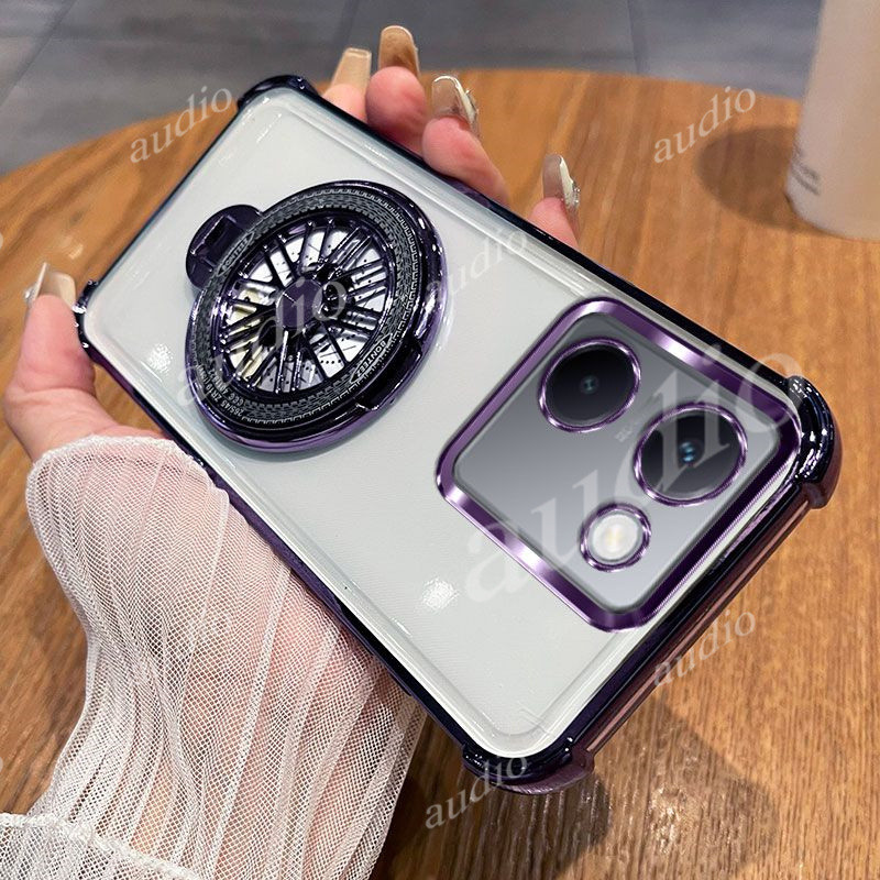 Poco M7 Pro 5Gสี่มุมชุบโปร่งใสเคสโทรศัพท์พร้อม Windmill สําหรับ Poco M7 Pro Poco M7Pro 5G กันกระแทก 