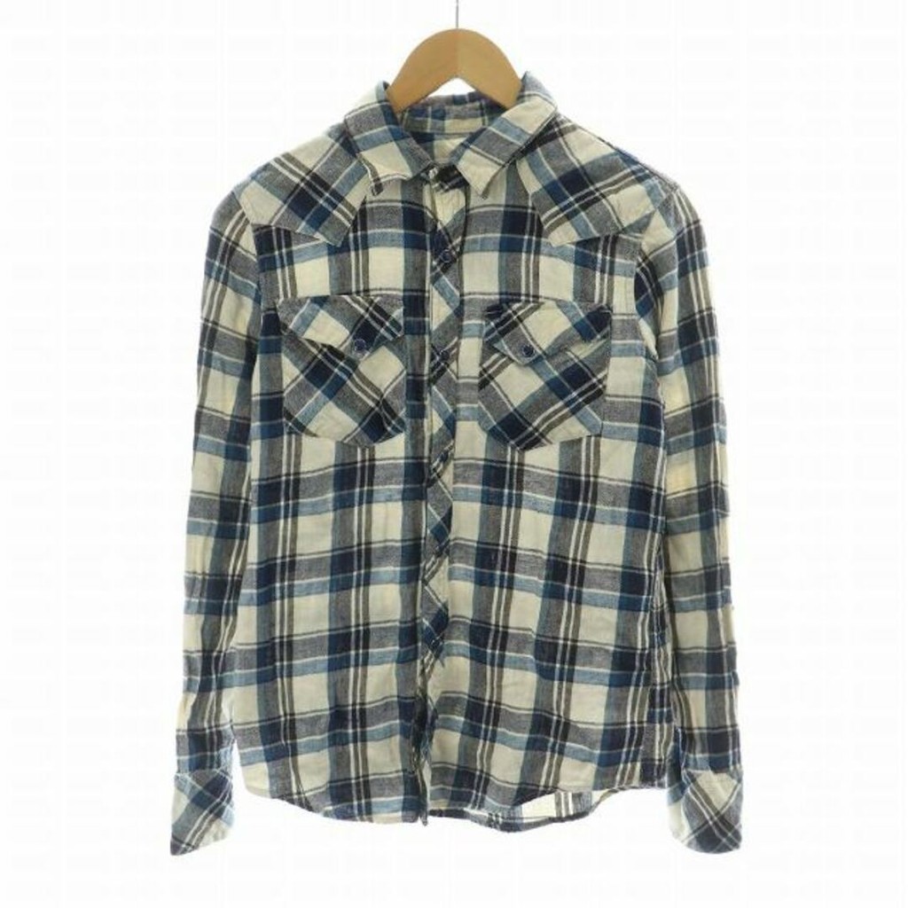 VADEL Shirt blue white linen Long sleeves hemp Direct from Japan Secondhand