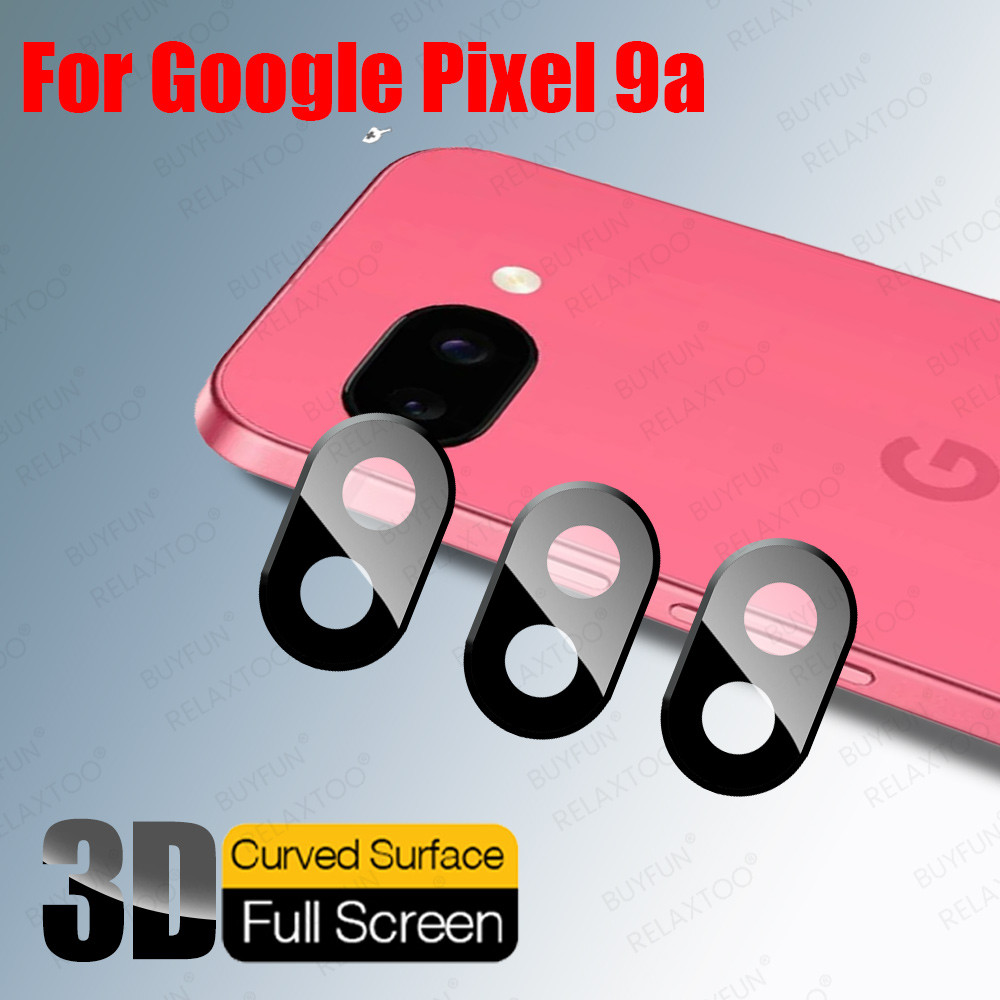3 ชิ้น 3D กระจกป้องกันกล้องสําหรับ Google Pixel 9a 5G เลนส์สีดํากระจกนิรภัย Googe Gogle Pixel9a Pxie