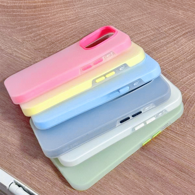 2-in-1 มาการอง สี แมตต์ เคสไอโฟน ป้องกันลายนิ้วมือ บางมาก เคสโทรศัพท์สําหรับ iPhone 16 15 12 13 14 11 Pro Max Plus กรณีปกหลัง