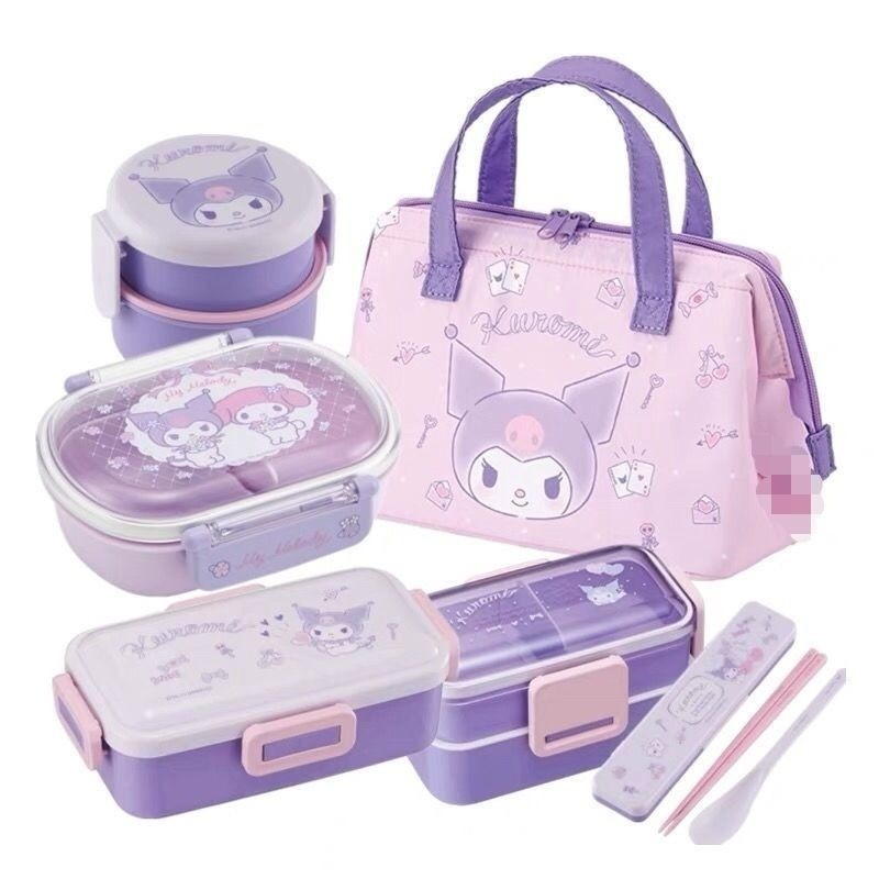 SANRIO ถุงฉนวนซานริโอ คุโรมิ โดราเอมอน หลากหลายชนิดฉนวนกันความร้อนเก็บเย็นถุงเก็บสดถุงอาหารกลางวันกล่องอาหารกลางวันบนโต๊ะอาหาร三丽保温袋洛米保温餐包便布袋子具