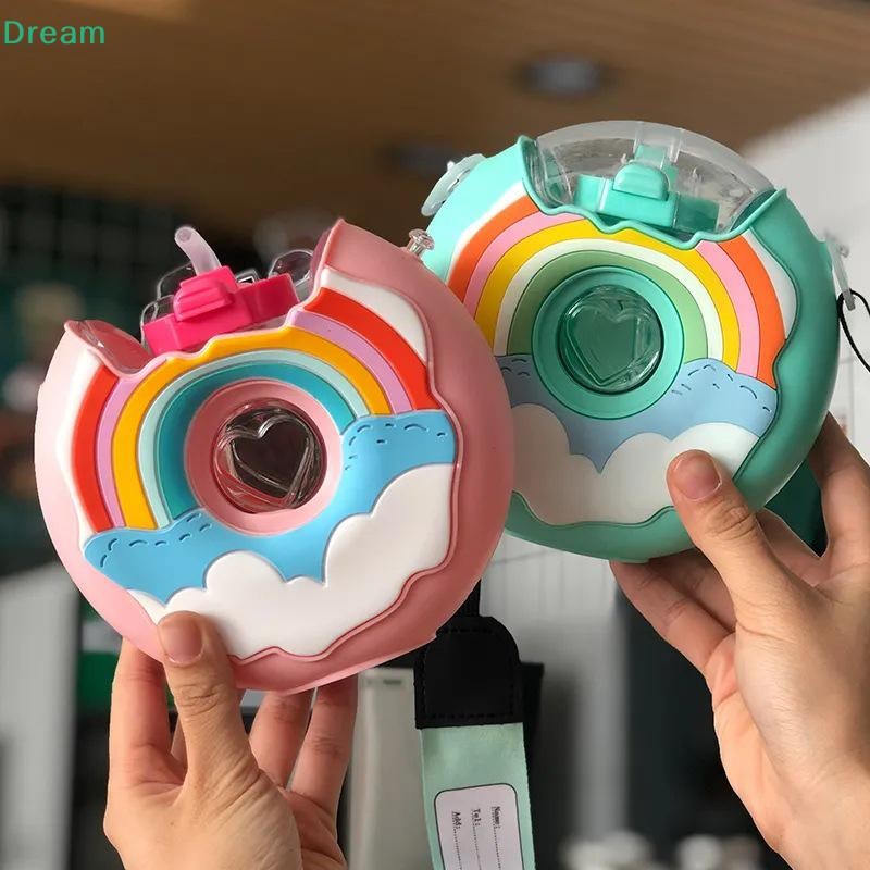 <Dream>380ML Donut Shape Cupเด็กถ้วยให้อาหารฟางน่ารักโดนัทรูปร่างถ้วยน้ําการ์ตูนLeakproofขวดน้ํากลางแจ้งลดราคา