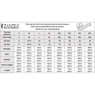 ZANZEA ซานเซีย ผู้หญิงวินเทจย้อนยุคลําลองรอบคอ3/4แขนด้านหน้าสั้นกลับยาวเสื้อ