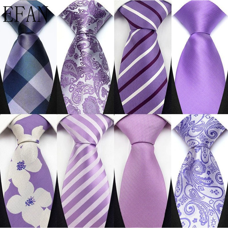 ใหม่ผู้ชาย8ซมเนคไทคลาสสิกลายสก๊อตลายสีทึบสีม่วงลาเวนเดอร์สีผูกคอพรรคธุรกิจงานแต่งงานผูก
