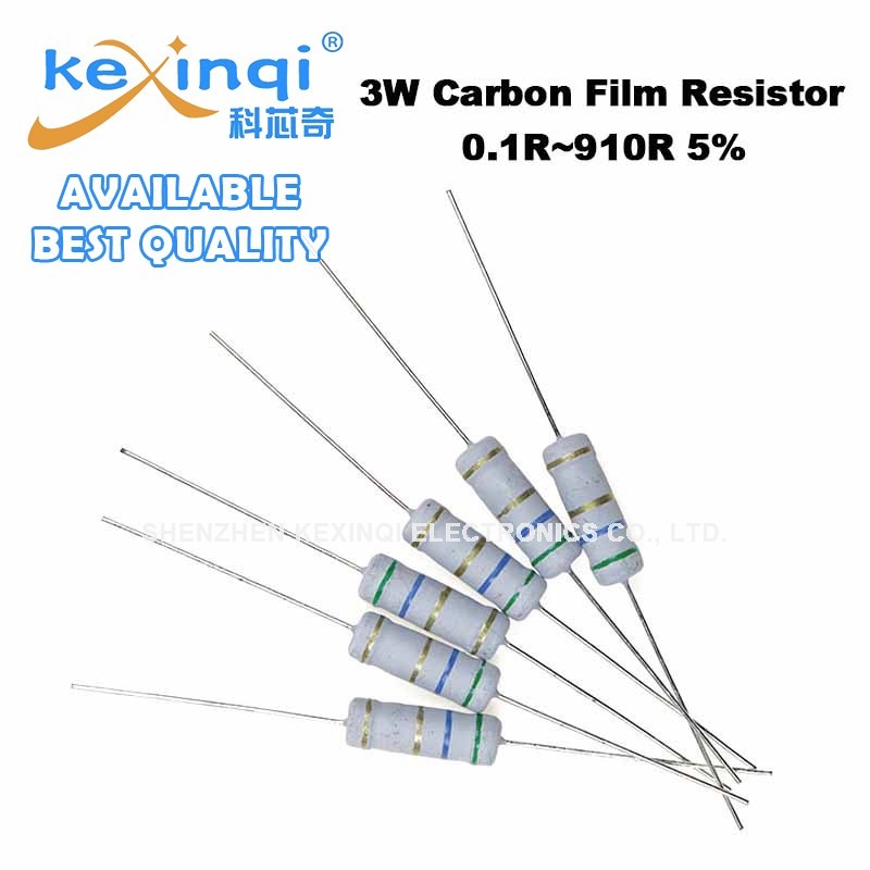 (10 ชิ้น) 3W ตัวต้านทานฟิล์มคาร์บอน 0.1R~910R 5% 0.27R 0.47R 0.68R 3.3R 10R 36R 47R 51R 68R 100R 220R 470R 510R 680R Ohm Resistance