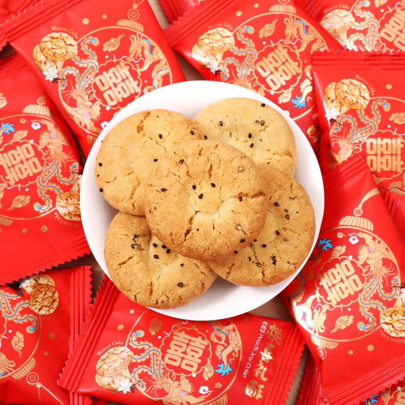 桃喜礼桃酥饼干结婚喜糖专用喜饼老式酥饼婚礼点心小零食散装批发Peach Joy Gift Peach Crispy Biscuit Wedding Candy Special Cake20250422
