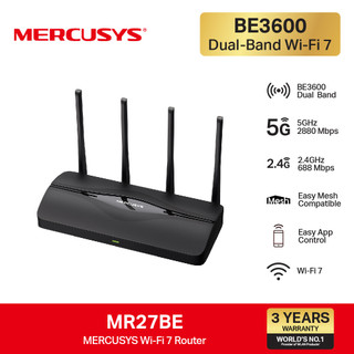Mercusys MR27BE BE3600 Dual Band Wi-Fi 7 Router เราเตอร์ 2.4/5Ghz