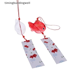 Twth Wind Chime Chimes แก้วญี่ปุ่น S สไตล์ปลาทองตกแต่งสวนกลางแจ้ง Furin จี้ปลาเครื่องประดับตกแต่ง QDD
