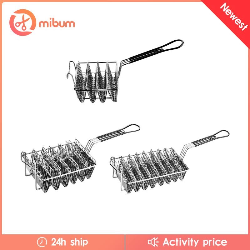 [Mibum] Taco Basket Taco Rack Fryer ตะกร้าทอดพร้อมที่จับด้ามจับ Taco Shell Fryer Professional สําหรั