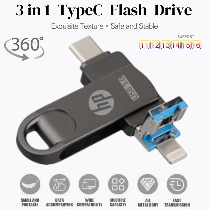 HP TypeC Otg Thumbdrive 1TB Type-C แฟลชไดรฟ์ Usb 2TB Usb Flash Drive สําหรับโทรศัพท์ เมมโมรี่สติ๊ก