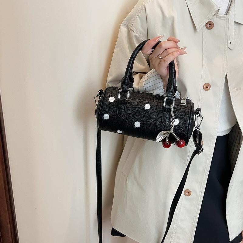 กระเป๋าสะพายข้างสุภาพสตรี สไตล์เกาหลีทรงกระบอก ลายจุดบอสตัน ขนาดเล็กแต่มีความจุมาก - รูปที่ 4