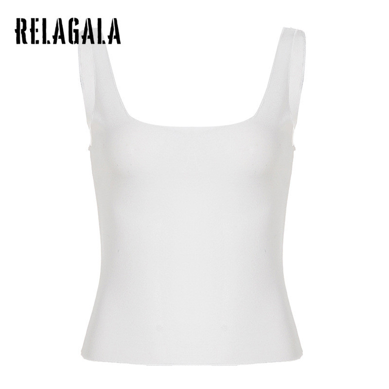 RELAGALA ผู้หญิง 2025 ใหม่สีทึบแฟชั่นคอสี่เหลี่ยมมุมมอง Camisole