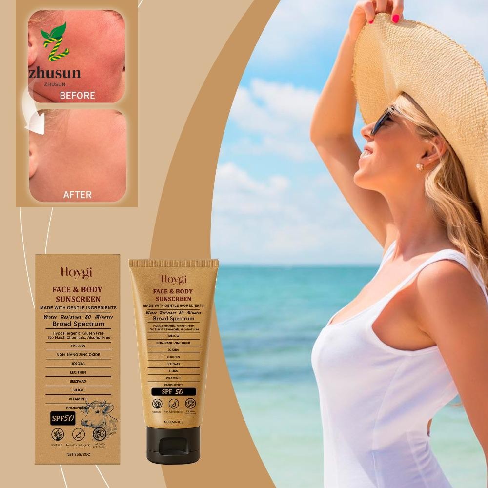 ZHUSUN Zinc Oxide Sunscreen, SPF 50 พร้อมครีมกันแดด Jojoba Oil Hoygi, Summer Hydrating 3 Oz Refreshi