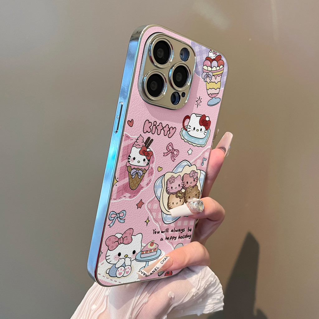 เหมาะสําหรับ Apple 16promax เคสโทรศัพท์ขนมหวานกาแฟบิสกิตขาตั้งแมว 16e Lambskin iphone12/13 ชุด xs รว