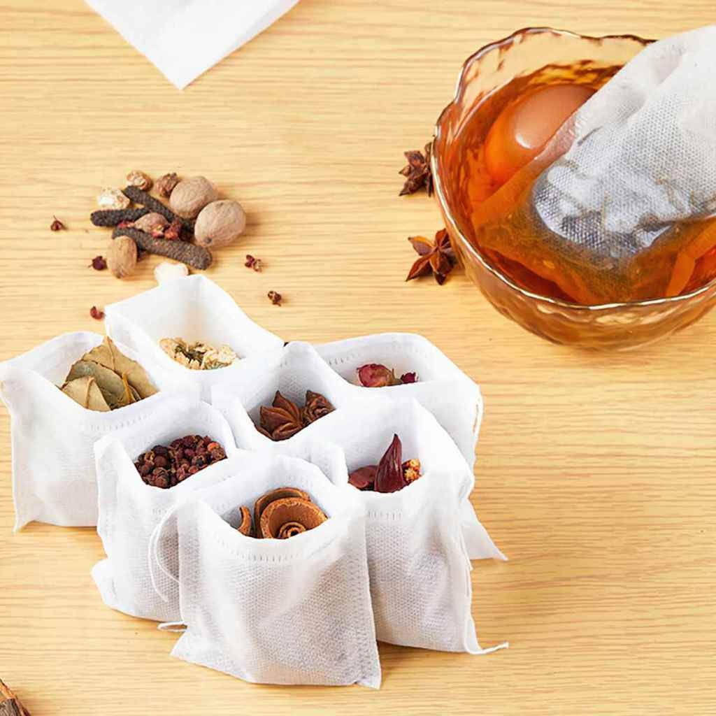 Combo ถุงกรองชาและกาแฟเชือกรูดไม่ทอ 100 ชิ้น -SU888